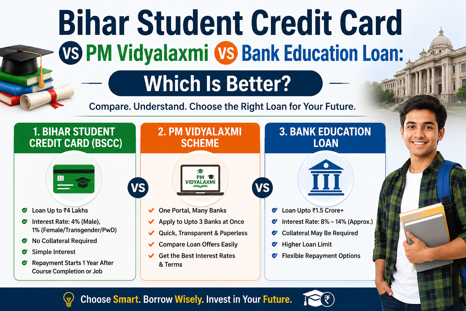 Bihar Student Credit Card vs PM Vidyalaxmi vs Bank Education Loan: Which Is Better?